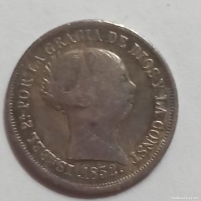 Münzen von Spanien: Moneda de 2 reales de plata de Isabel II,1852
